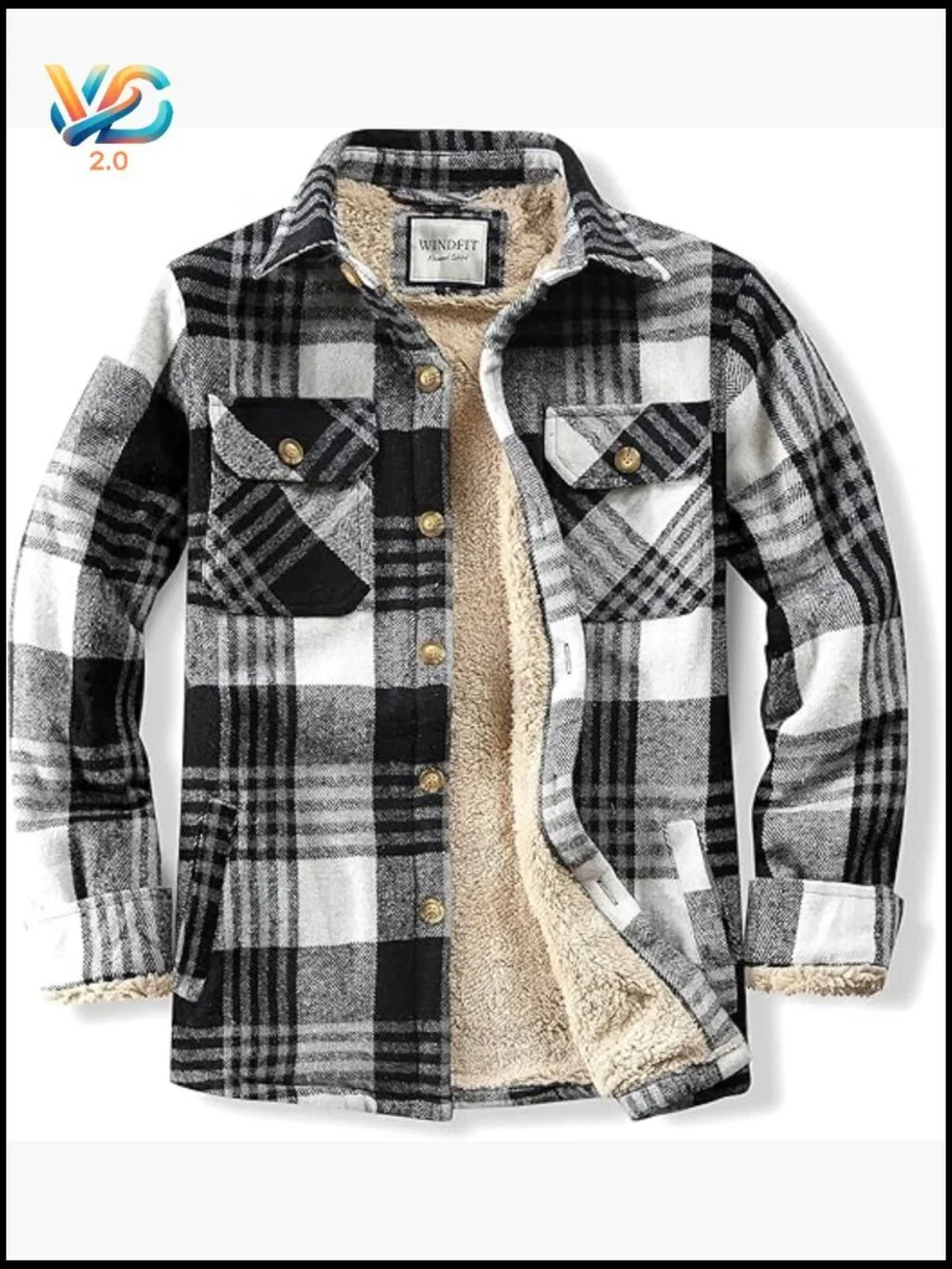 Men's Cotton Sherpa Lined Button Down Flannel Shirt Jacket Plaid Soft Outdoor